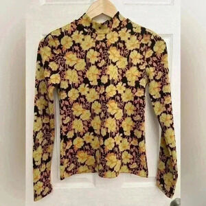 Zara Floral Long Sleeve Top - Yellow and Brown